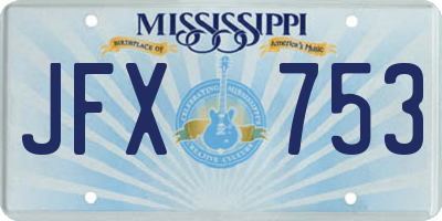 MS license plate JFX753