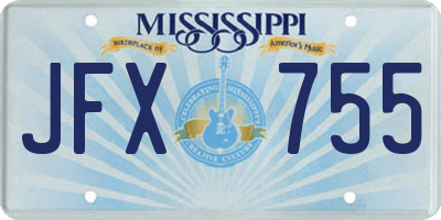 MS license plate JFX755