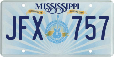 MS license plate JFX757
