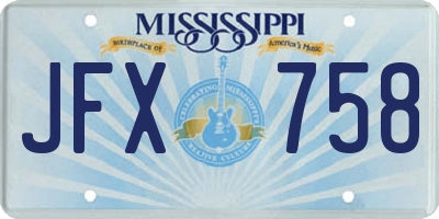 MS license plate JFX758