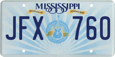 MS license plate JFX760