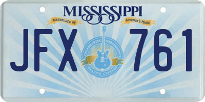 MS license plate JFX761