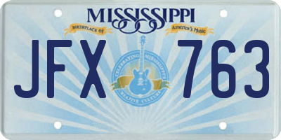 MS license plate JFX763