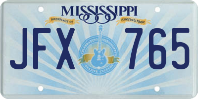 MS license plate JFX765
