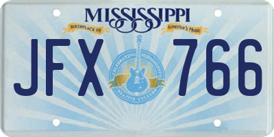 MS license plate JFX766