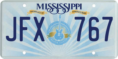 MS license plate JFX767