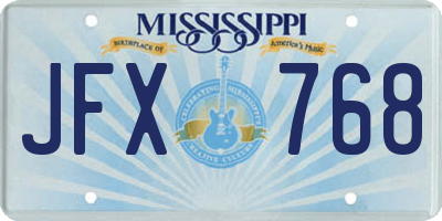 MS license plate JFX768