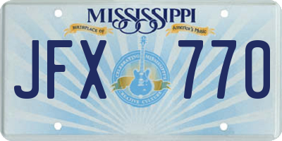 MS license plate JFX770