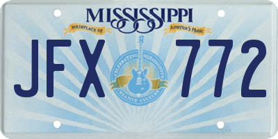 MS license plate JFX772