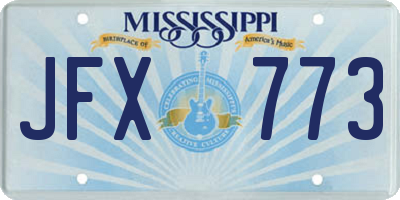 MS license plate JFX773
