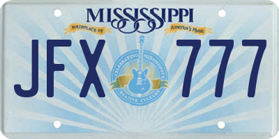 MS license plate JFX777
