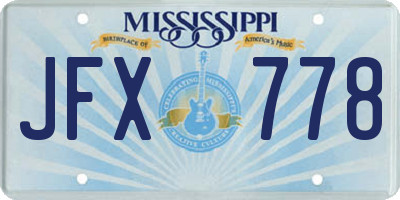 MS license plate JFX778