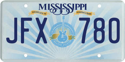 MS license plate JFX780