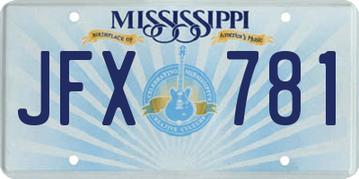 MS license plate JFX781