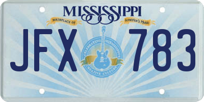 MS license plate JFX783