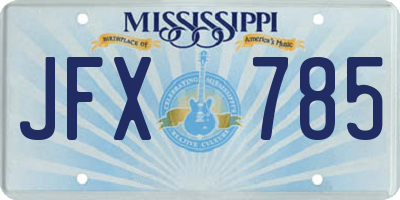MS license plate JFX785
