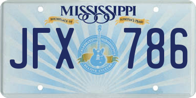 MS license plate JFX786