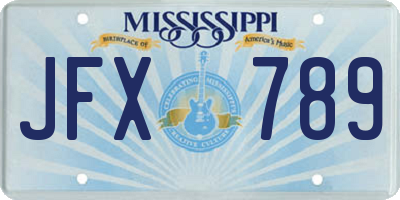 MS license plate JFX789