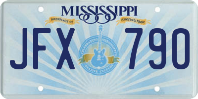 MS license plate JFX790