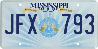 MS license plate JFX793