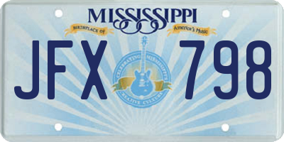 MS license plate JFX798