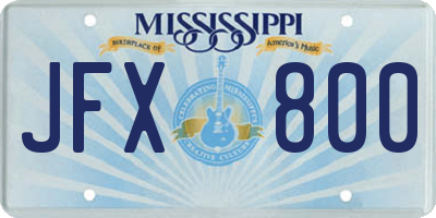 MS license plate JFX800