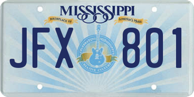 MS license plate JFX801