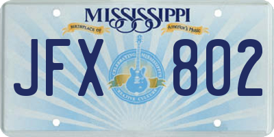 MS license plate JFX802