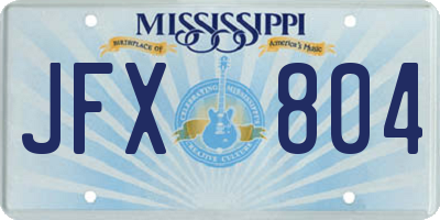 MS license plate JFX804
