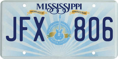 MS license plate JFX806