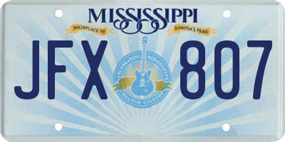 MS license plate JFX807