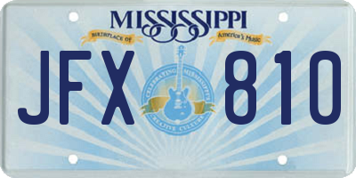 MS license plate JFX810
