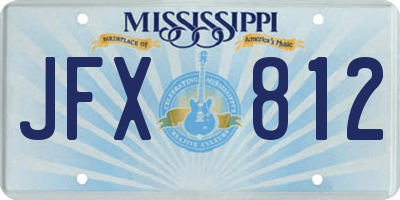 MS license plate JFX812