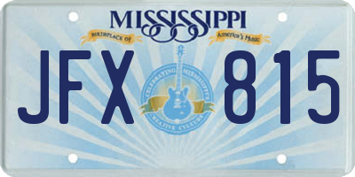 MS license plate JFX815