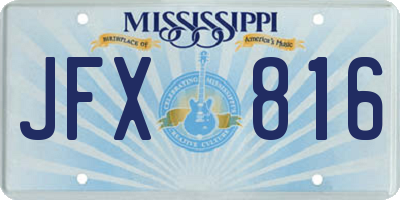 MS license plate JFX816