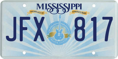 MS license plate JFX817