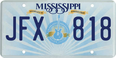 MS license plate JFX818