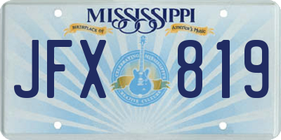 MS license plate JFX819