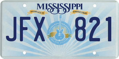 MS license plate JFX821