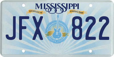MS license plate JFX822