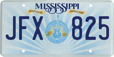 MS license plate JFX825