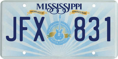 MS license plate JFX831