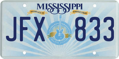 MS license plate JFX833