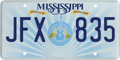 MS license plate JFX835