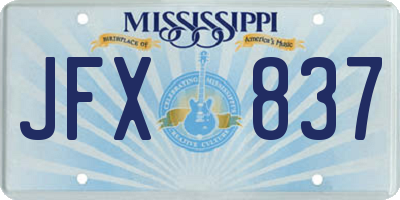 MS license plate JFX837