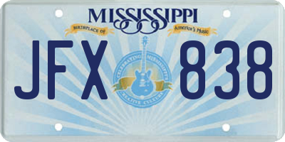 MS license plate JFX838