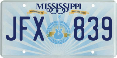 MS license plate JFX839