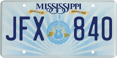 MS license plate JFX840