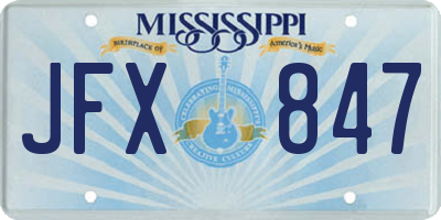 MS license plate JFX847