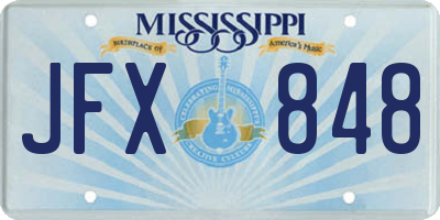 MS license plate JFX848